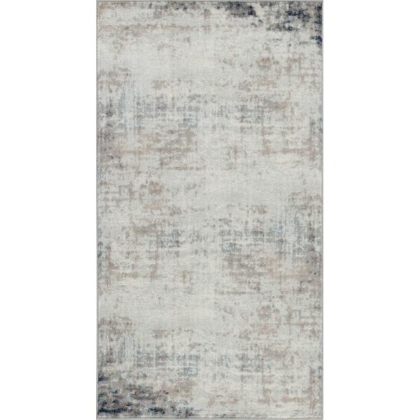 Tapis moderne effet vieilli gris et blanc.
