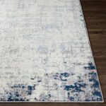 Tapis moderne bleu et blanc.