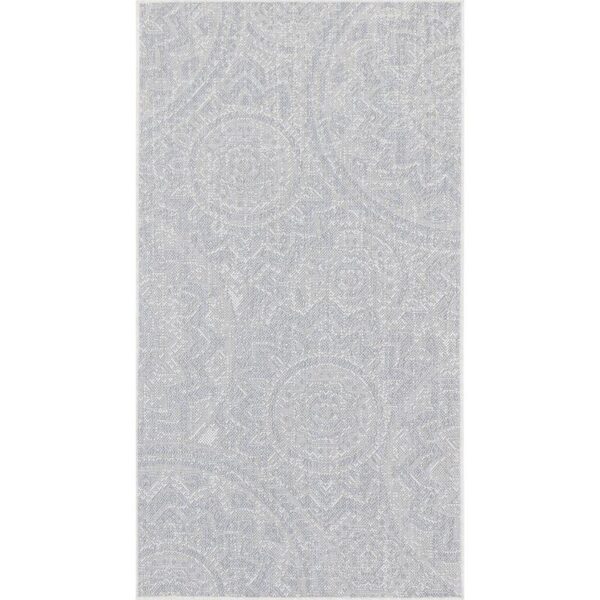 Tapis moderne gris à motifs géométriques.