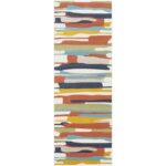 Tapis moderne à motifs colorés en style abstrait.