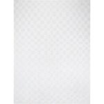 Tapis blanc à motif géométrique carré.