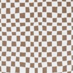 Motif damier marron et blanc, texture tissu.
