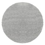 Tapis rond gris texturé pour intérieur