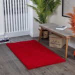 Tapis rouge dans un salon moderne.