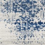 Tapis persan bleu et blanc.