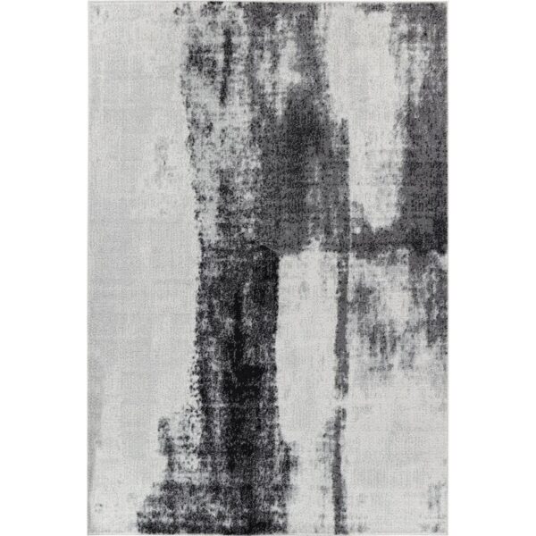 Tapis moderne abstrait en noir et blanc.