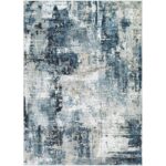 Tapis abstrait bleu et gris moderne.