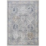 Tapis vintage orné gris et beige.