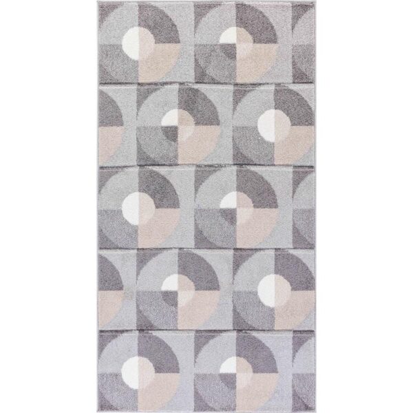 Tapis motifs géométriques gris et beige contemporain.