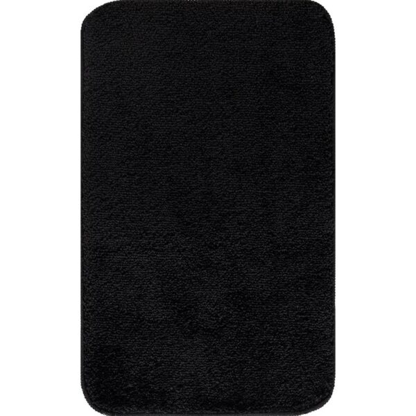 Tapis de bain noir uni, doux et absorbant