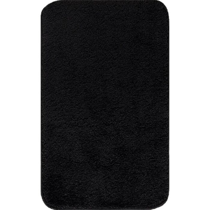 Tapis de bain noir uni, doux et absorbant