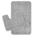 Tapis de bain gris coton doux.