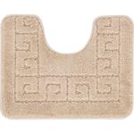 Tapis contour WC beige motif géométrique.