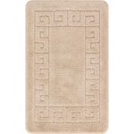 Tapis beige à bordure décorative.