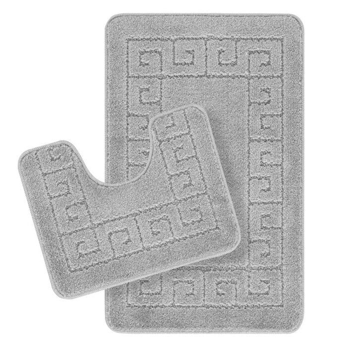 Tapis de bain gris, ensemble deux pièces.