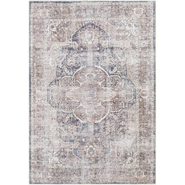 Tapis persan vintage aux motifs floraux en détail.