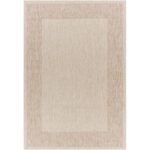 Tapis beige à bordure texturée moderne.