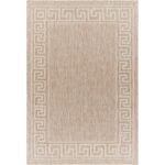 Tapis beige à motif grec.