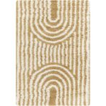 Tapis beige à motifs ondulés contemporains.