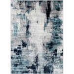 Tapis abstrait bleu et gris moderne.