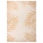Tapis motifs feuilles tropicales beige et orange