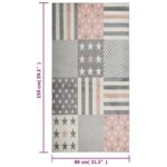 Tapis motifs étoiles et rayures, 80x150 cm.