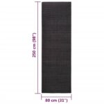 Tapis noir 80x250 cm vue de dessus.