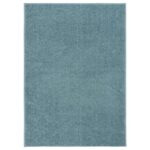 Tapis bleu uni moderne rectangulaire