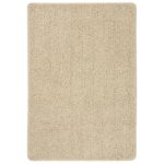 Tapis beige rectangulaire texture moelleuse.