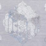 Tissu gris à motifs paisley en relief.