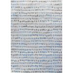 Tapis texturé gris et bleu à motifs modernes.