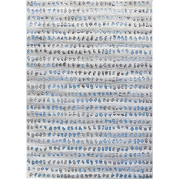 Tapis texturé gris et bleu à motifs modernes.