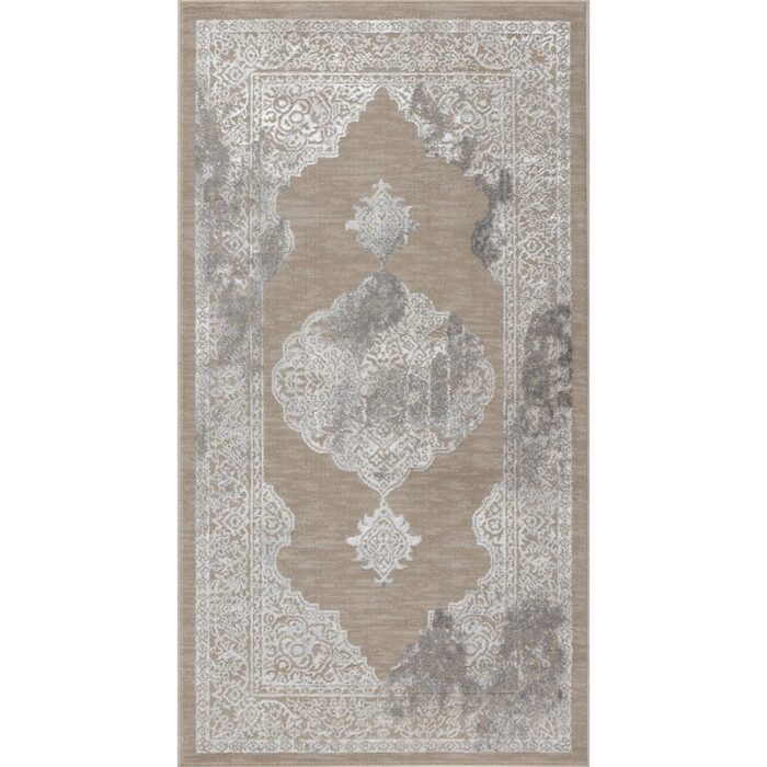Tapis oriental gris et beige vintage.