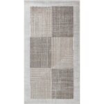 Tapis moderne géométrique gris et blanc.