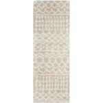 Tapis beige à motifs géométriques modernes.