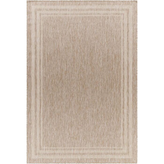 Tapis beige texturé avec bordure décorative