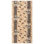 Tapis long motif floral et bordure grecque.