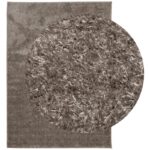 Tapis rond et rectangulaire texture marron.